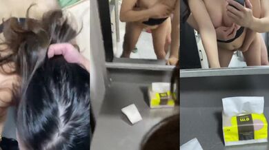 漂亮大奶少妇吃鸡啪啪 抓奶子 抓你大奶子 在卫生间镜子前被后入